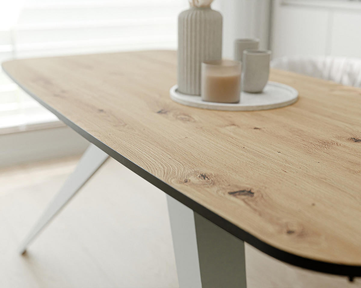 AUSZIEHTISCH FENTO 160/80/76 cm, Weiß / Artisan-Eiche - Weiß/Eiche Artisan, Holzwerkstoff/Metall (80/160/76cm) - Idohome