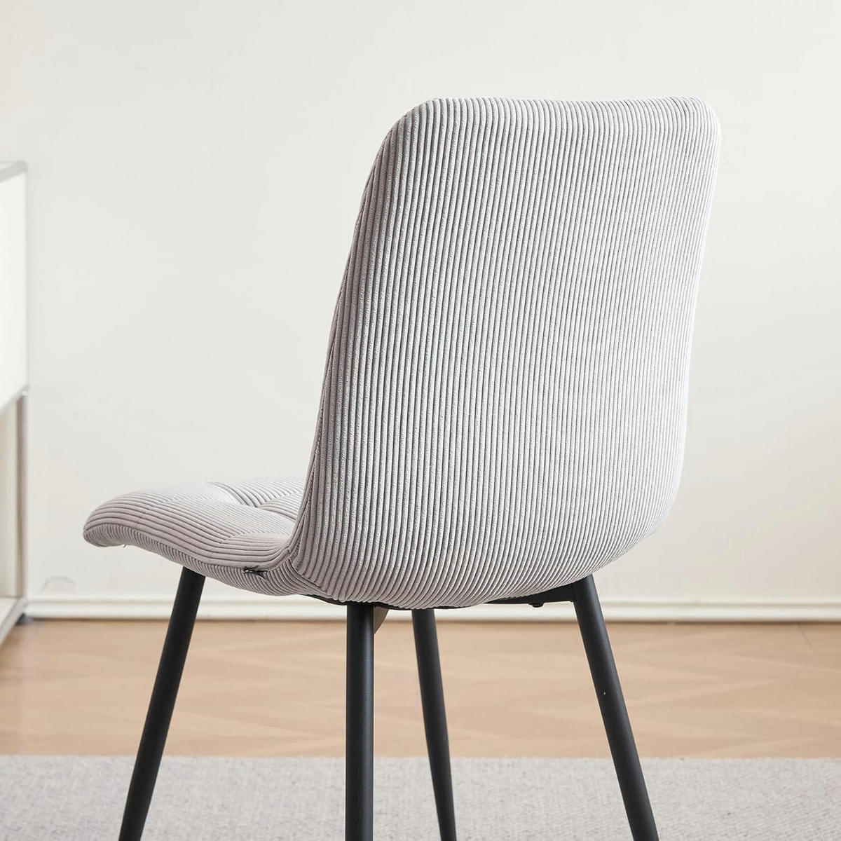ESSZIMMERSTUHL 2er-Set Cord Hellgrau mit bequemer Polsterung - Grau, Textil (43/89.5/44cm)