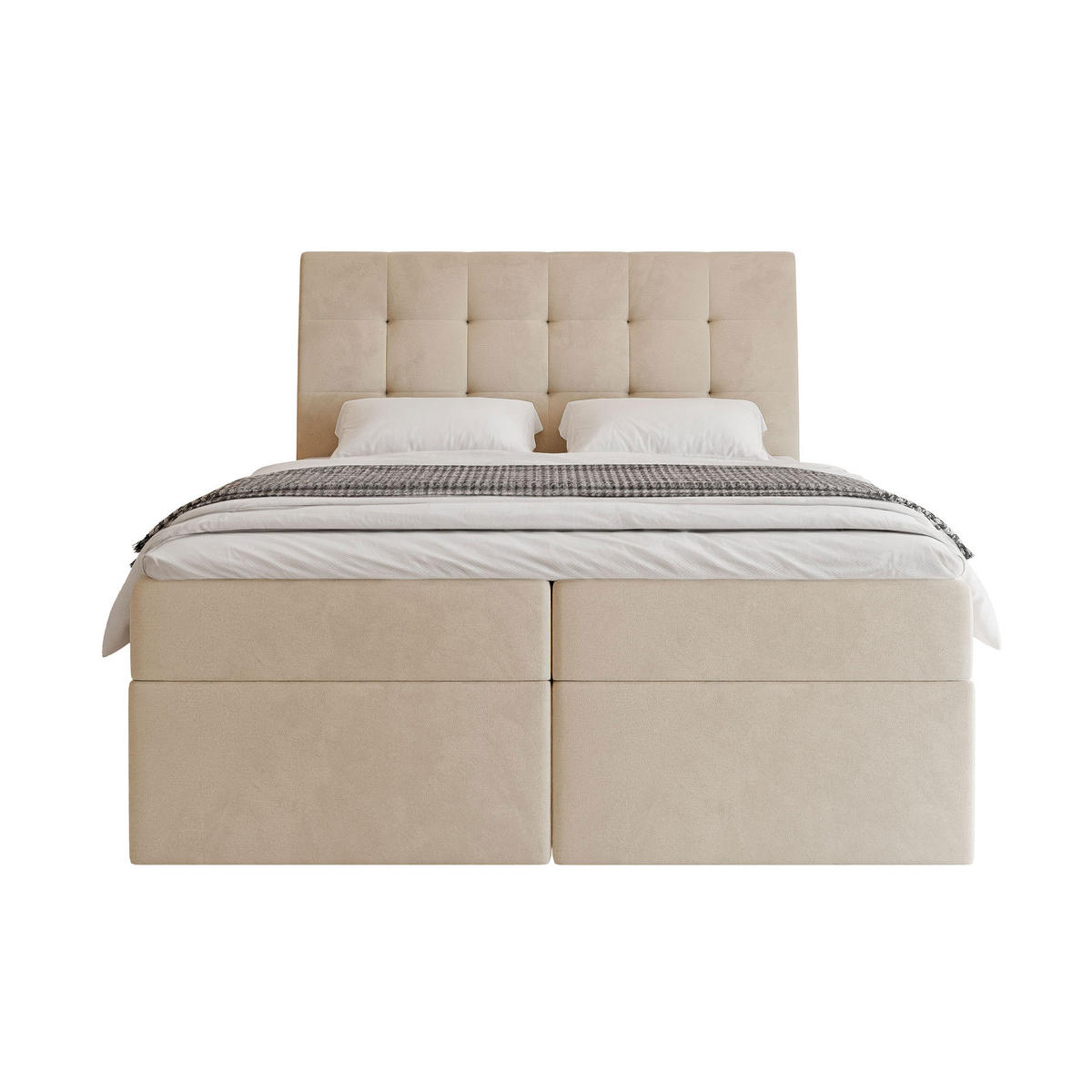 BOXBETT 160x200 cm mit Topper - Creme, Textil (160/200cm) - Idohome