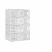 SCHUHAUFBEWAHRUNGSBOX Transparent und Weiß 8er-Set 50/35,5/70 cm - Transparent, Kunststoff (50/70/35.5cm) - PANGIVO