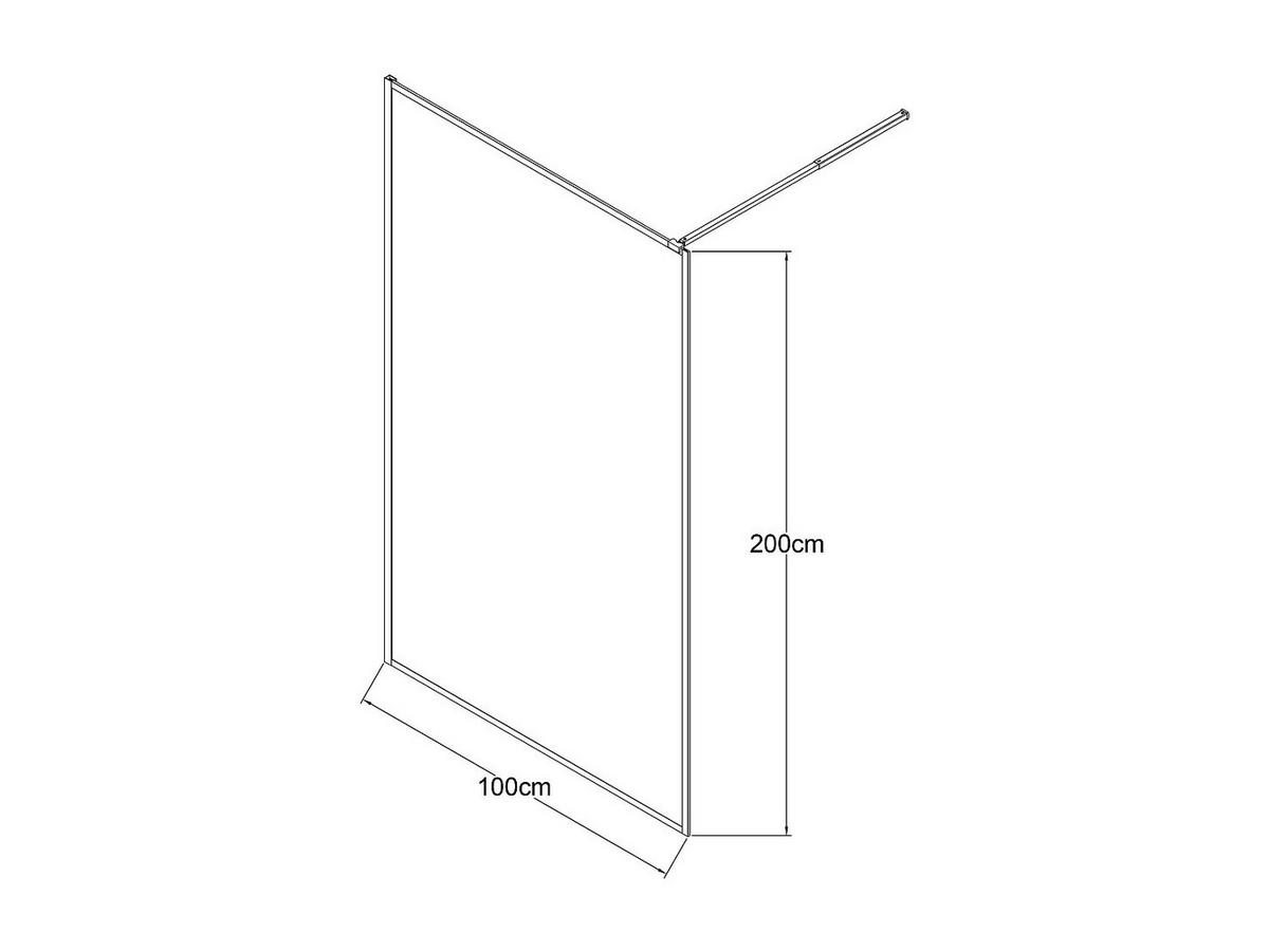 DUSCHTRENNWAND Seitenwand italienische Dusche - 100 x 200 cm - Sicherheitsglas - Schwarz matt - AMBERI - Schwarz, Metall (100/200cm) - Vente-Unique