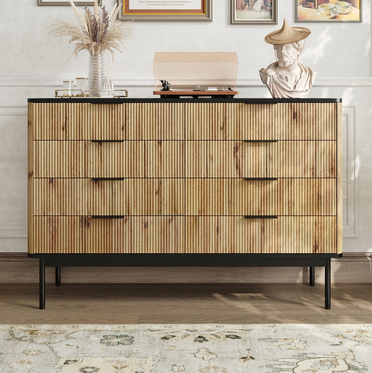 KOMODA 120/39,5/80 cm MDF přírodní/černá - černá, kompozitní dřevo (120/80/39.5cm) - BEAOK