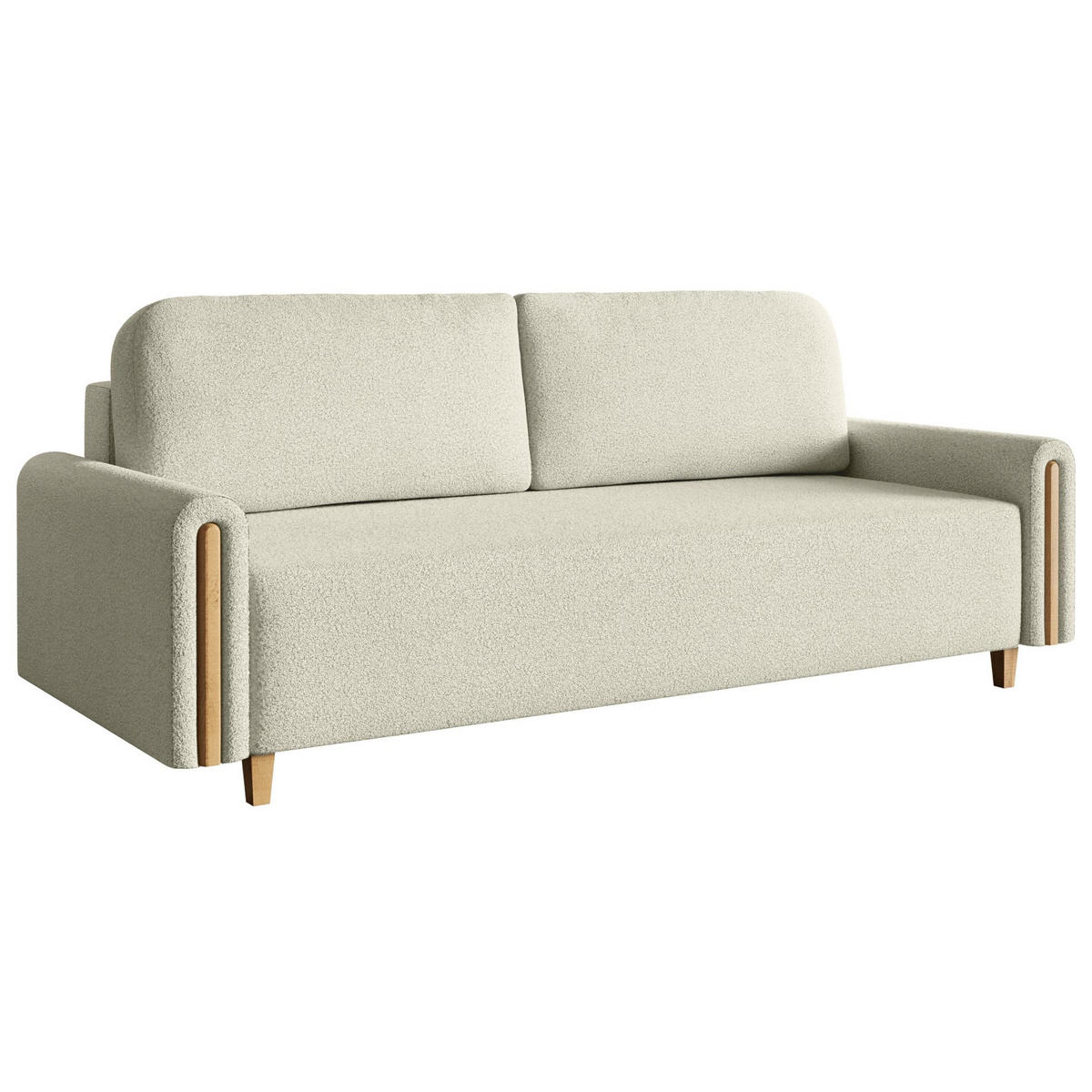 3-SITZER SCHLAFSOFA Majla Creme - Eichefarben/Creme, Holz/Textil (236/93/97cm) - Selsey