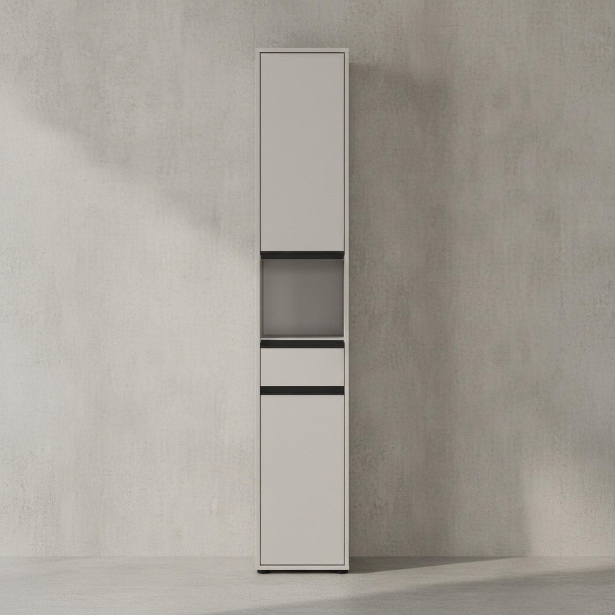 HOCHSCHRANK HAMBURG Soft-Close Modern 33x181x34 cm Steingrau - Grau, Holzwerkstoff (33/181/34cm) - KADIMA DESIGN