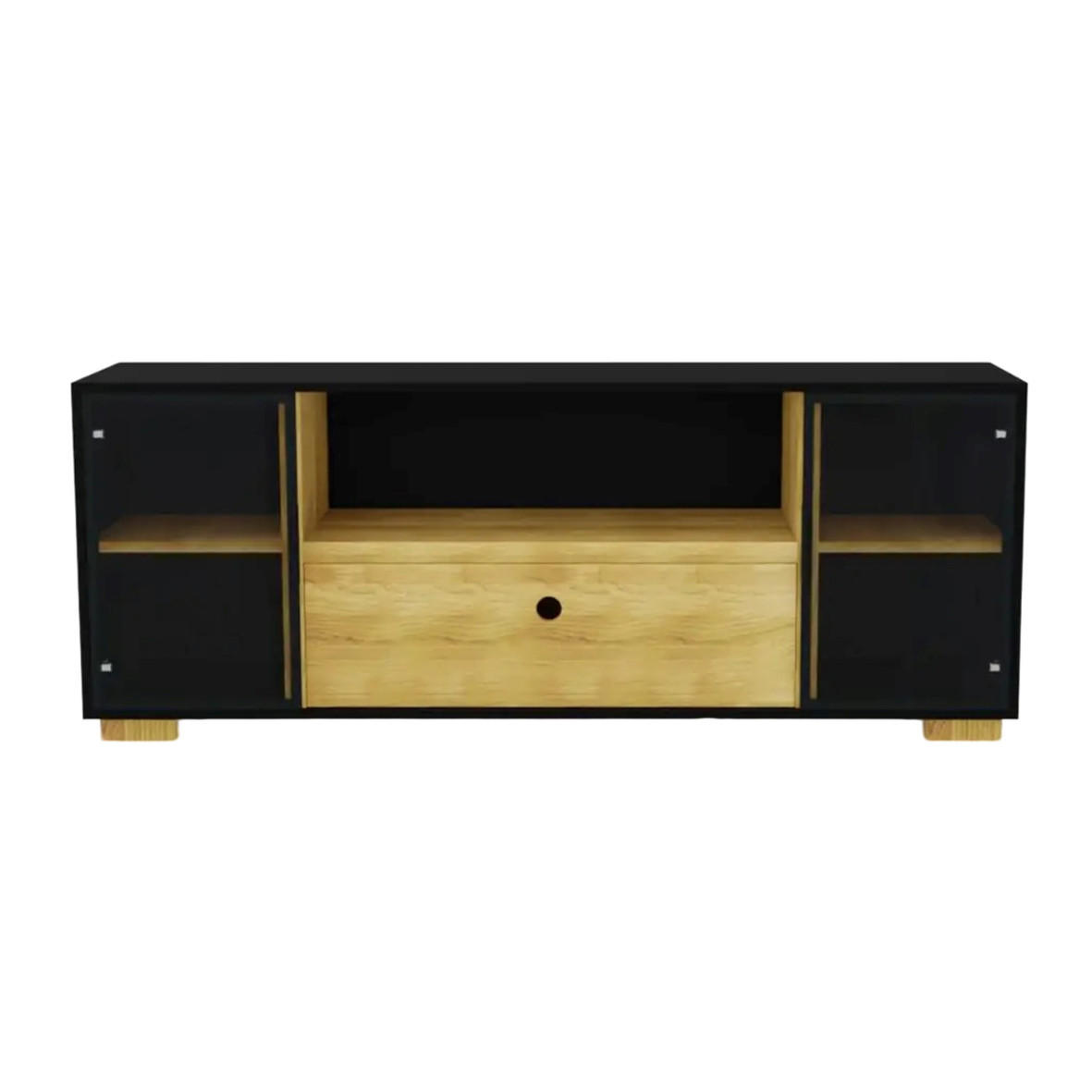 TV-SCHRANK Eiche/Schwarz CARLA - Eichefarben, Holz (180/70/45cm) - Rawood Furniture