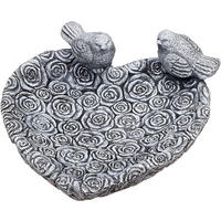 VOGELTRÄNKE XL mit Vögeln, frostfest, Steinguss - Grau, Stein (35/14/36cm) - stoneandstyle