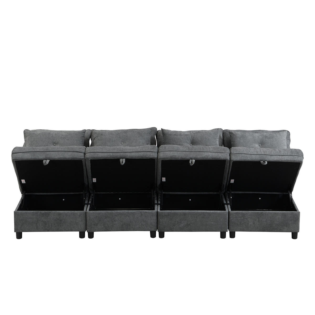 MODULARES Sofa, 4-Sitzer, mit Stauraum, Stoffbezug - Grau, Textil (76/87/274cm) - Meubles Cosy
