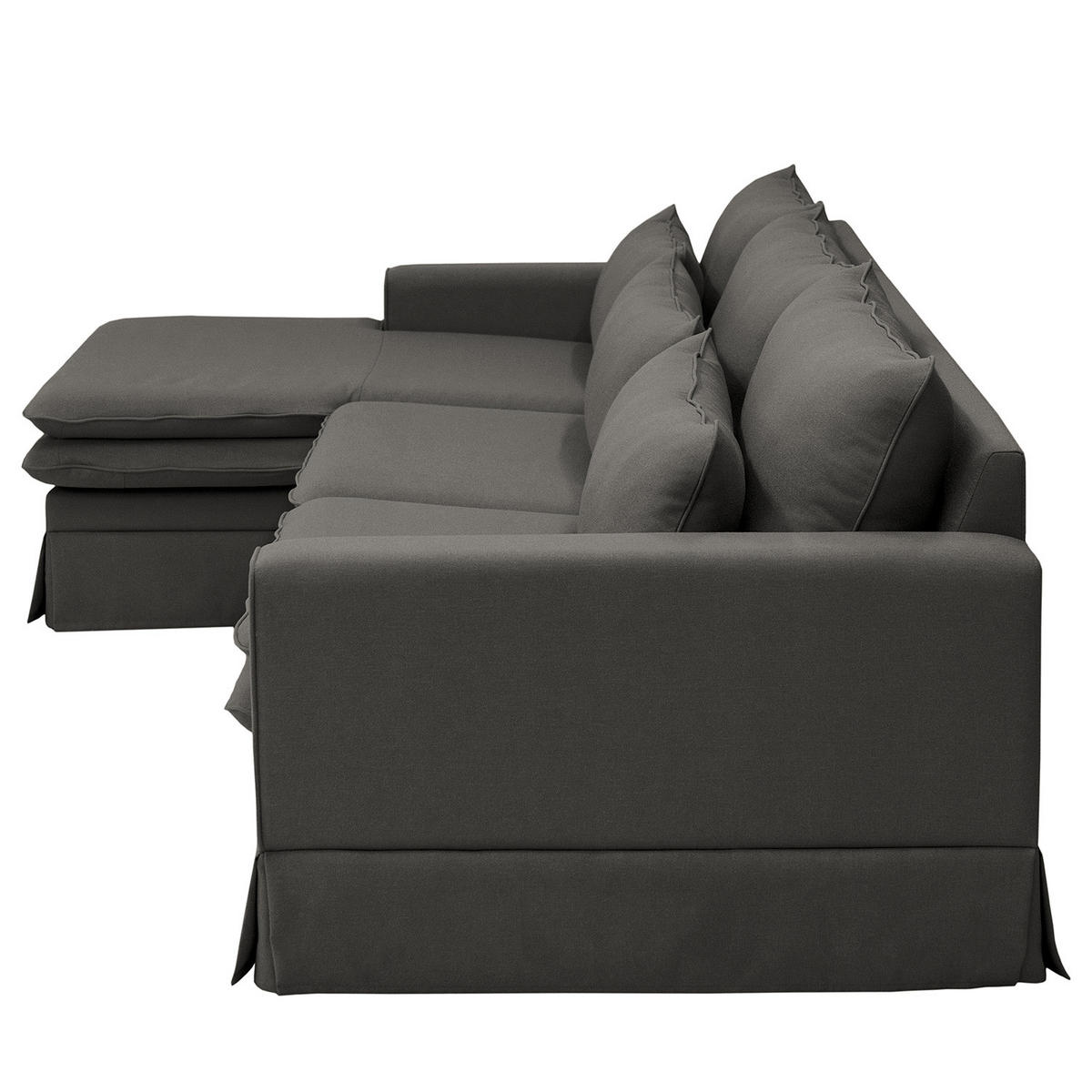 ECKSOFA mit Husse - Longchair, Webstoff - Anthrazit/Schwarz, Kunststoff/Textil (300/175cm) - home24