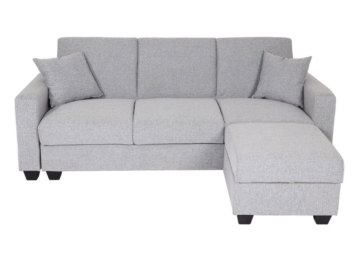 SOFA MIT OTTOMANE Hellgrau - Hellgrau, Textil (217/145cm) - MCW