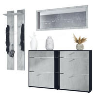 GARDEROBE Orlando Beton Oxid Optik - Hellgrau, Holzwerkstoff (215/210/28cm) - Vladon