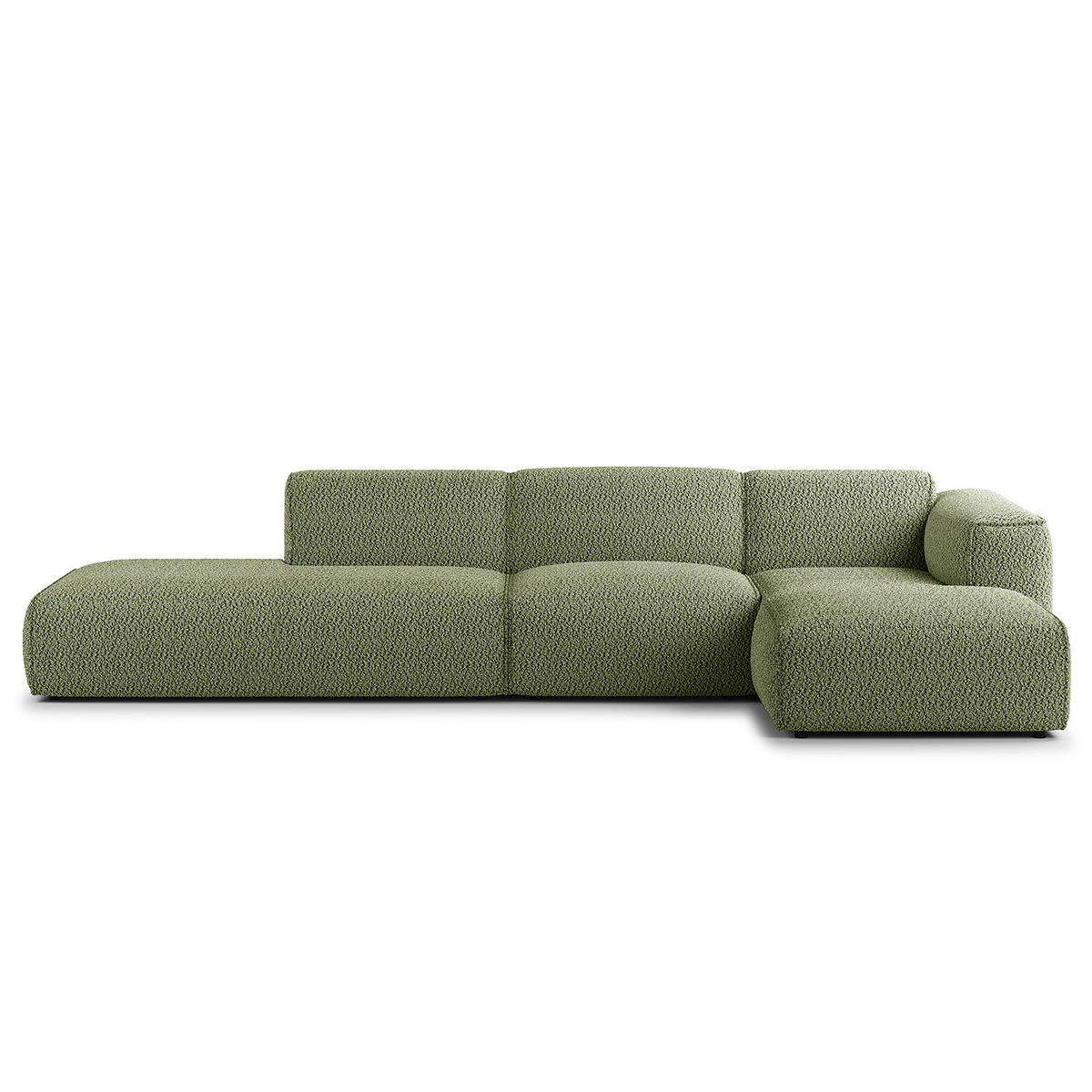 ECKSOFA mit Chaiselongue - Schwarz/Grün, Kunststoff/Textil (290/173cm) - home24