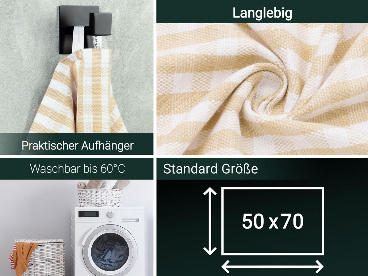 GESCHIRRTÜCHER, 5er-Set, 50x70 cm, 100% Baumwolle, Braun - Beige, Textil (50/70cm) - Zollner
