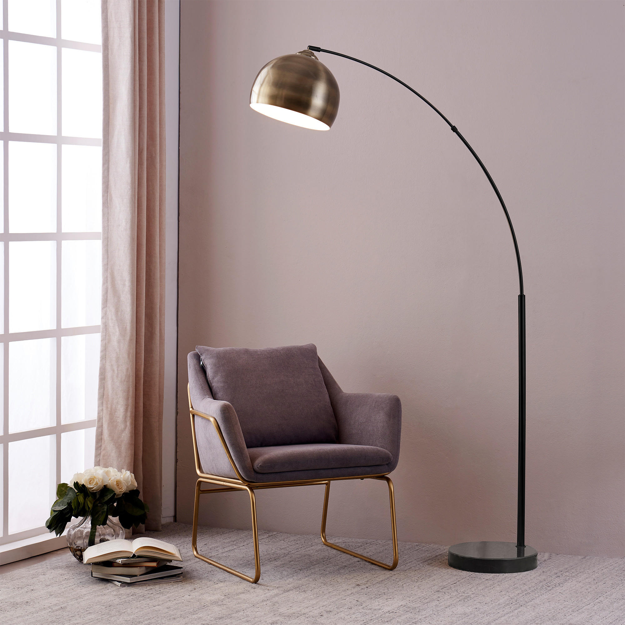 BOGENLEUCHTE Messing - Messingfarben, Metall (173/32/173cm) - Teamson Home