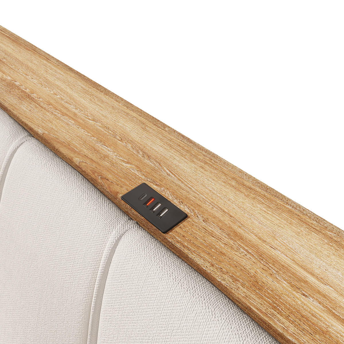 POLSTERBETT 180/200 cm in Beige mit Bettkasten, 2 Schubladen, LED und USB Type-C Leinen - Beige, Holzwerkstoff/Textil (140/200cm) - STILVORA