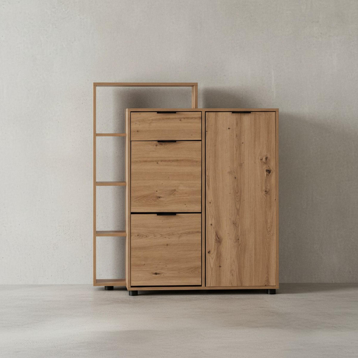 SCHUHSCHRANK – Eiche-Dekor, 98x110x30 cm, geschlossen, mit Schublade - Schwarz/Braun, Kunststoff (98/110/30cm) - KADIMA DESIGN