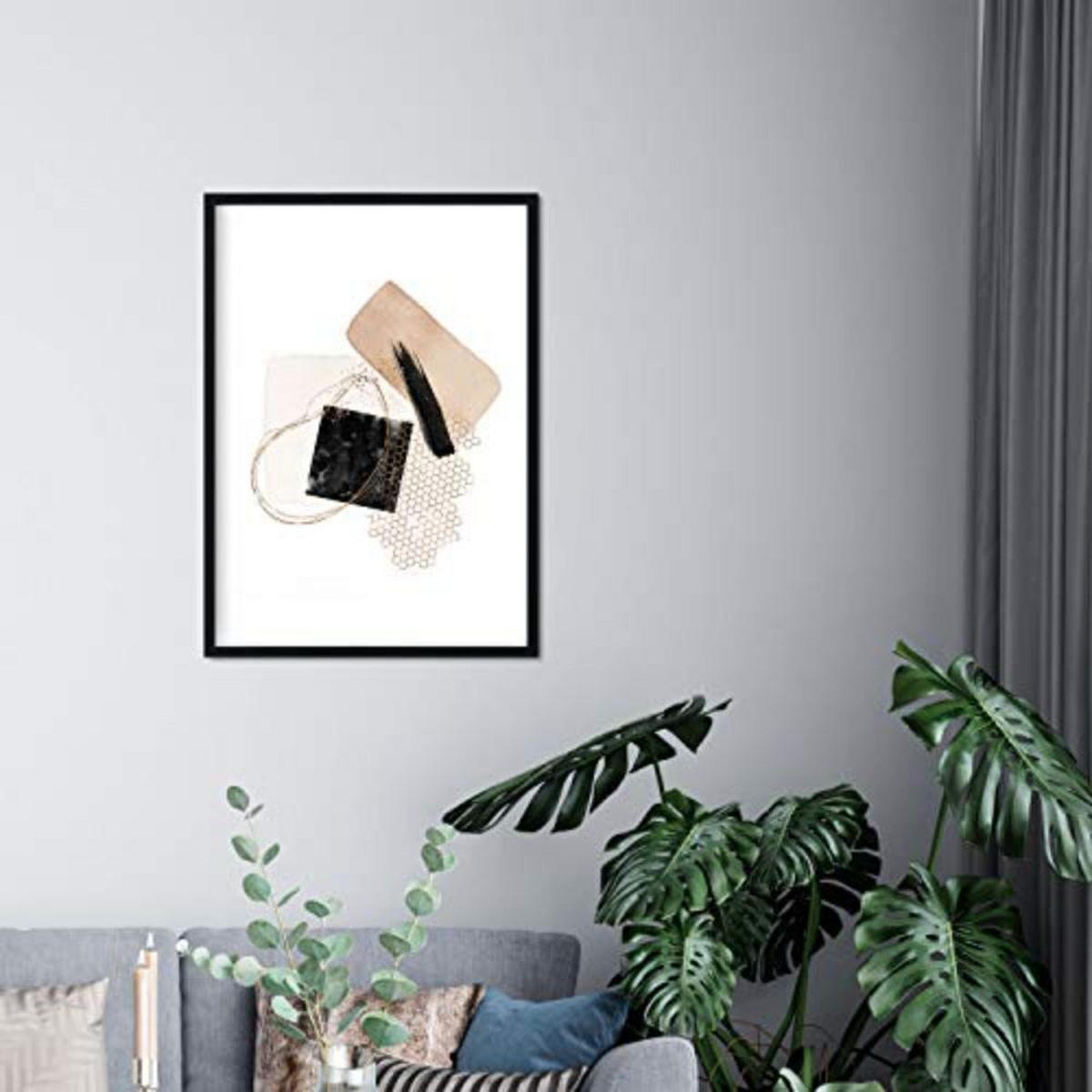 POSTER Set mit 4 Abstrakte Formen und Figuren Braun A4 Schwarzer Rahmen - Schwarz, Papier (29.7/3cm) - Nacnic