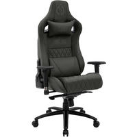 GAMINGSTUHL Echtleder grau - Schwarz/Grau, Leder/Metall (70/133/64cm) - CLP