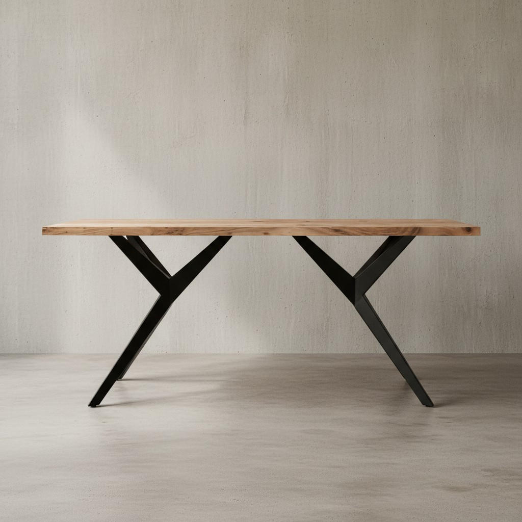 ESSTISCH Massivholz Metall Rechteckig Loft-Stil, Akazie 120x60x76 cm - Schwarz/Akaziefarben, Holz/Metall (60/120/76cm) - KADIMA DESIGN