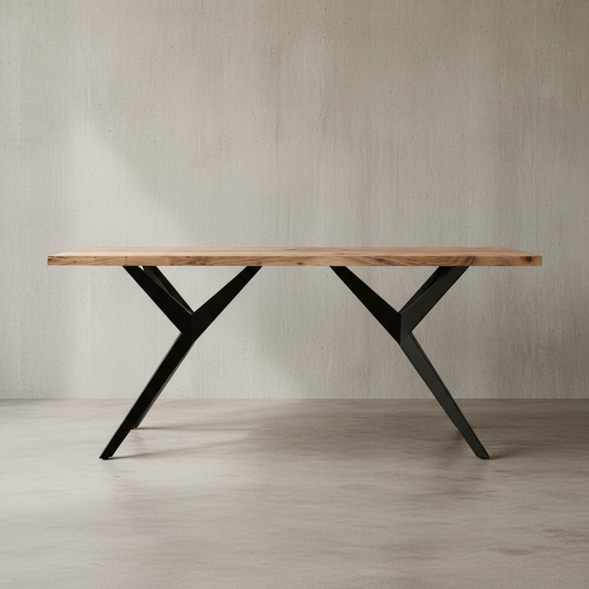 ESSTISCH Massivholz Metall Rechteckig Loft-Stil, Akazie 120x60x76 cm - Schwarz/Akaziefarben, Holz/Metall (60/120/76cm) - KADIMA DESIGN