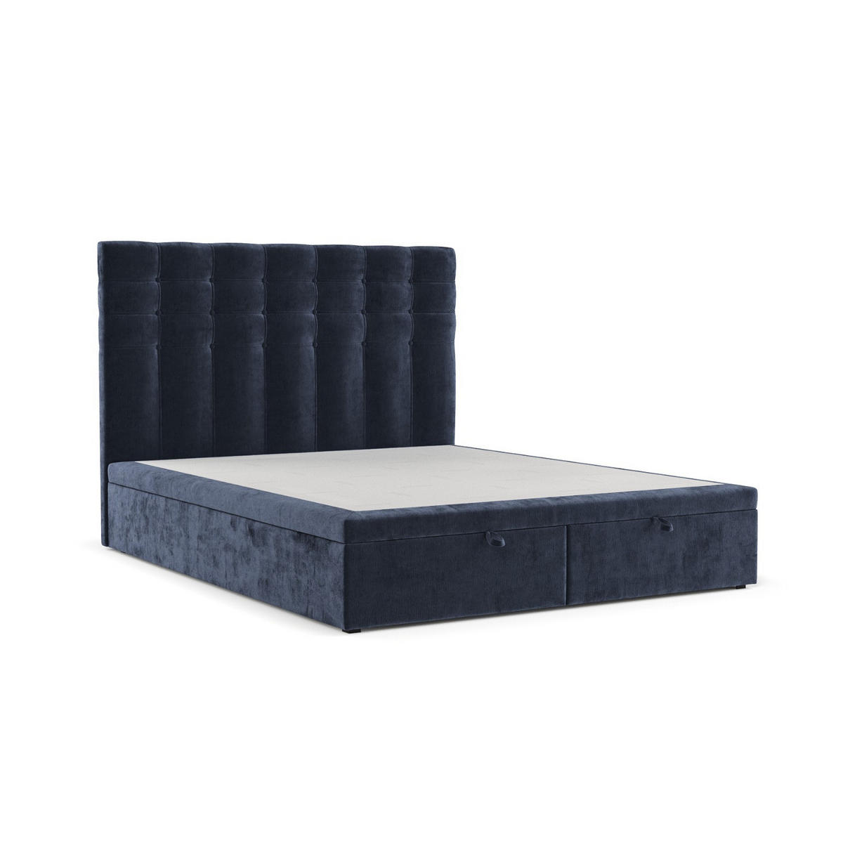 POLSTERBETT Callo mit Stauraum 200/200 cm Marineblau im Lotta Stoff - Schwarz/Dunkelblau, Holz/Holzwerkstoff (200/200cm) - AltaBeds