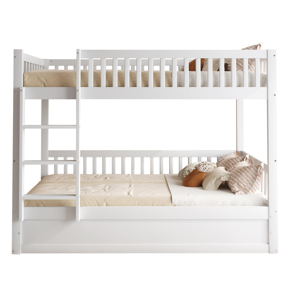 POSCHODOVÁ posteľ 90/200 cm biela z masívneho dreva s hydraulickým úložným priestorom - biela, drevo (90/200cm) - OKWISH