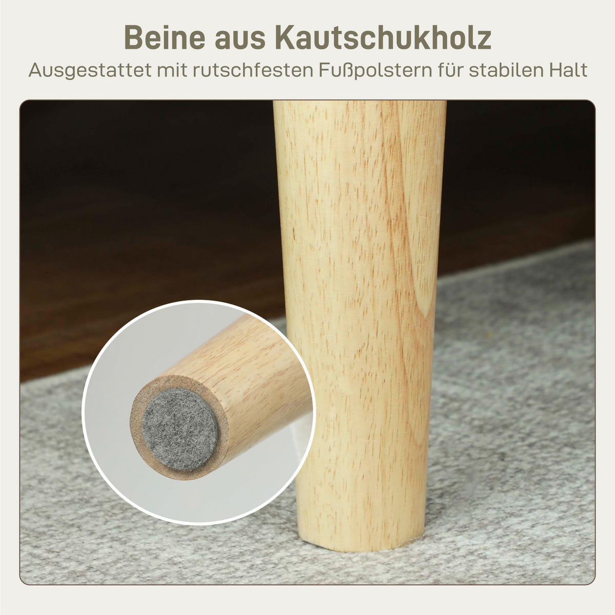 SOFA Polyester Gummiholz Cremeweiß - Creme/Naturfarben, Holz/Textil (74.5/82/130cm) - HOMCOM