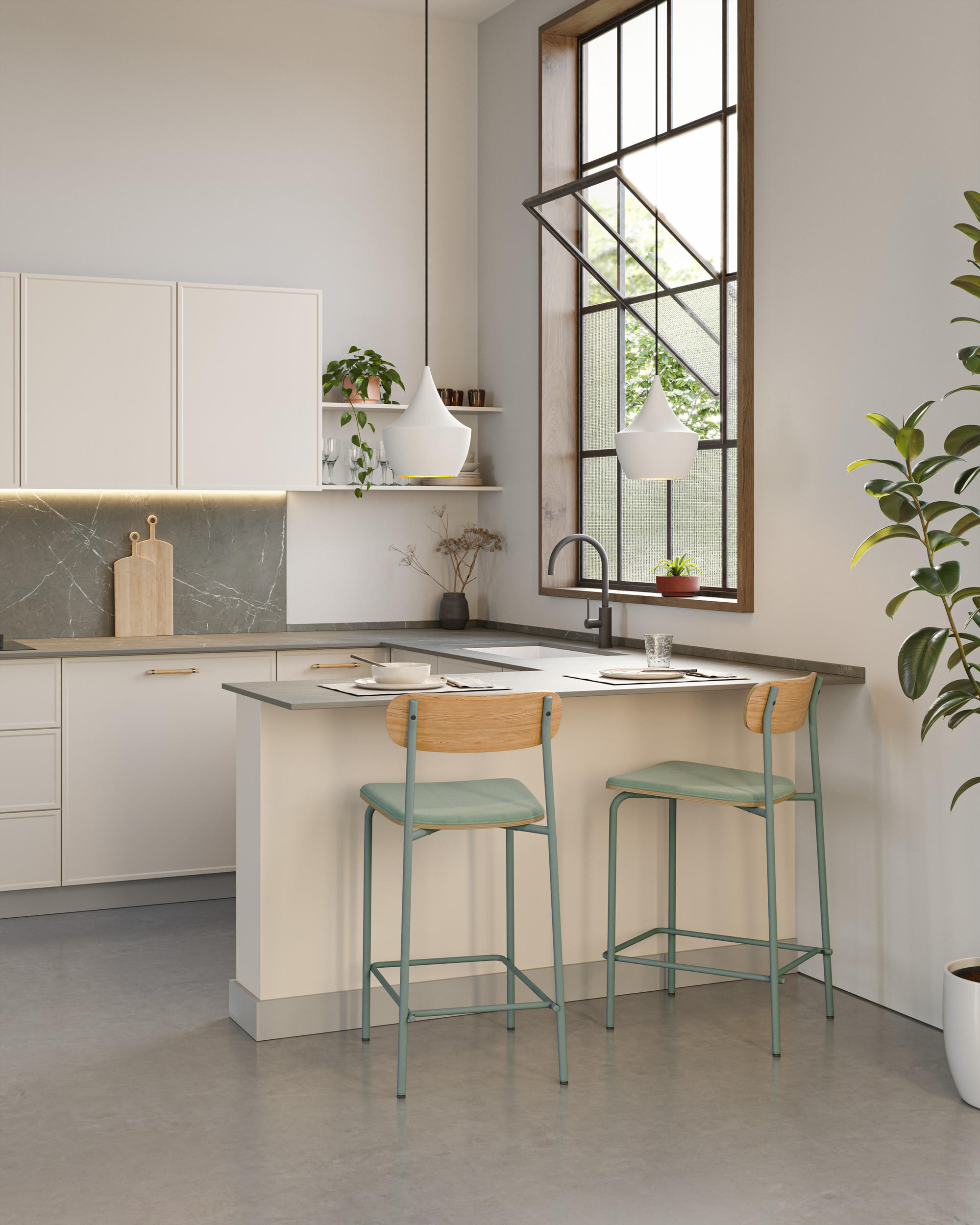 Thumbnail - Drawer Barhocker, Grün, Textil, 1-Sitzer, 48x66x42 cm, Esszimmer, Barmöbel, Barhocker