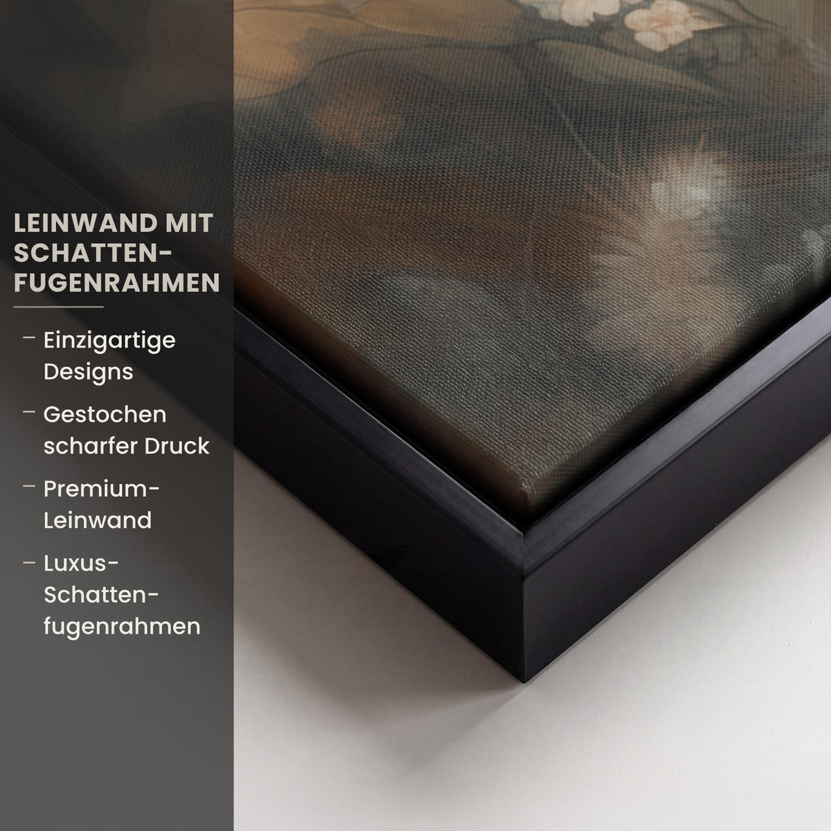 LEINWAND Bilder mit Rahmen - Löwe - Wildtiere - Pflanzen - Natur - Blumen - 100x70 - Beige, Textil (100/70cm) - MuchoWow