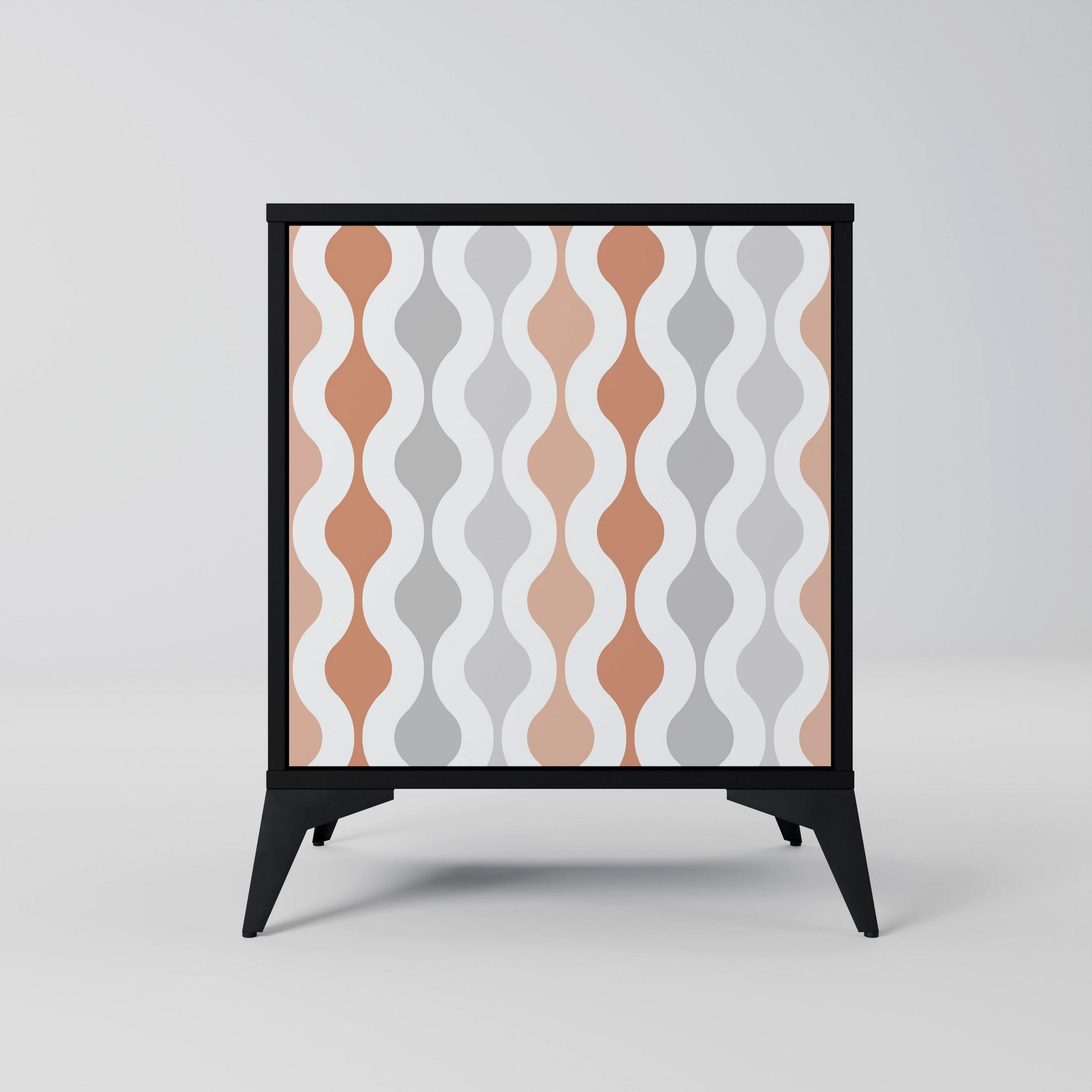 SIDEBOARD HAZY NOSTALGIA, Schwarz, 57,5x42x70,5 cm, Schwarze Metall-Sternfüße - Multicolor/Schwarz, Holzwerkstoff/Metall (57.5/70.5/42cm) - SpaceRebels