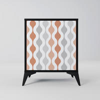 SIDEBOARD HAZY NOSTALGIA, Schwarz, 57,5x42x70,5 cm, Schwarze Metall-Sternfüße - Multicolor/Schwarz, Holzwerkstoff/Metall (57.5/70.5/42cm) - SpaceRebels