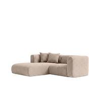 ECKSOFA L-Form mini, Chenille-Stoff Cremona, Beige, Links, GRETA - Beige, Holz (226/179cm) - Kaiser Möbel