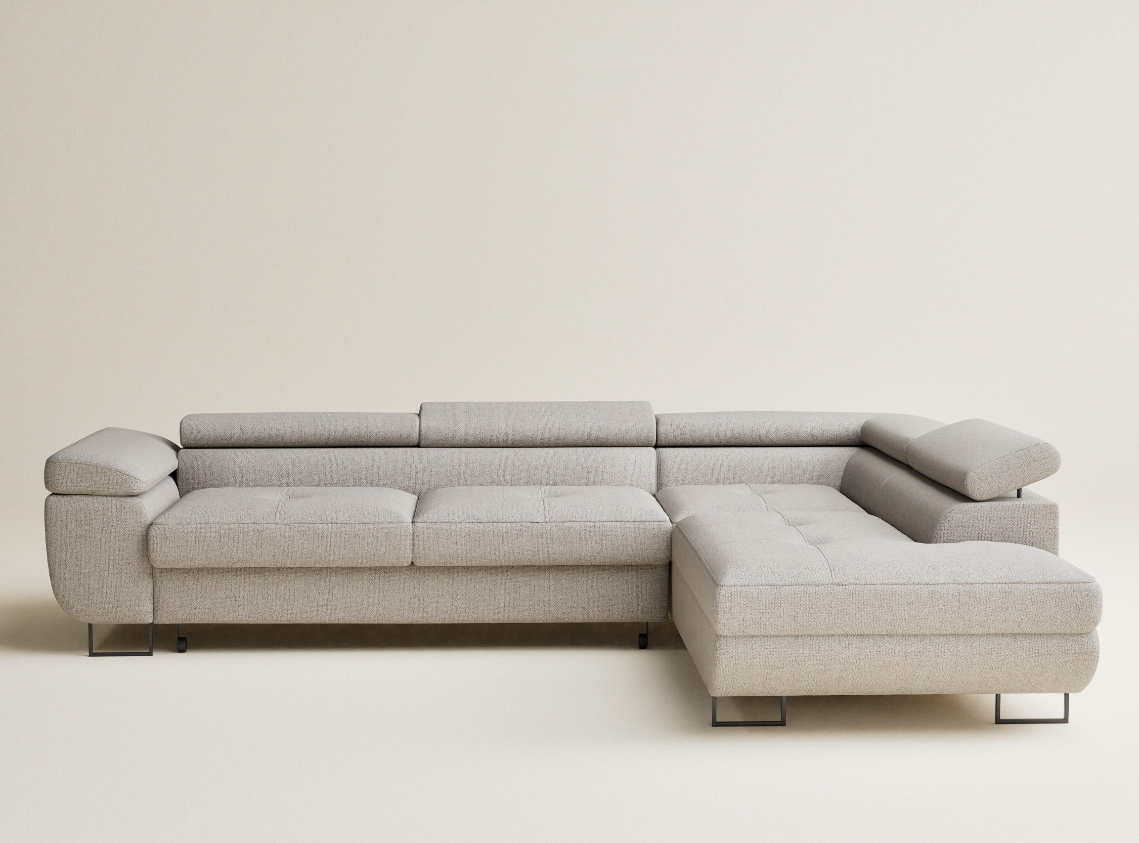 ECKSOFA MIT SCHLAFFUNKTION Concord Seidengrau Webstoff - Greige/Schwarz, Holz/Holzwerkstoff (277/203cm) - Maison de Reve