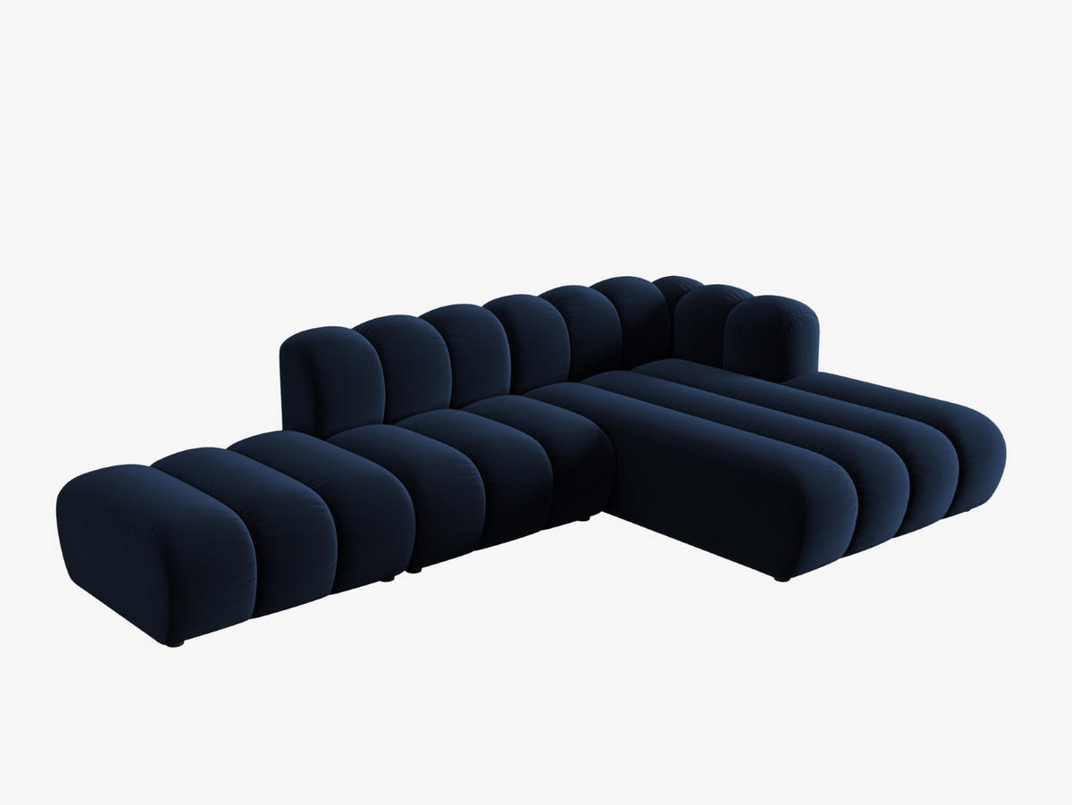 ECKSOFA modular rechts Lupine aus Samt königsblau 5 Sitzplätze - Dunkelblau, Textil (177/299cm) - Micadoni