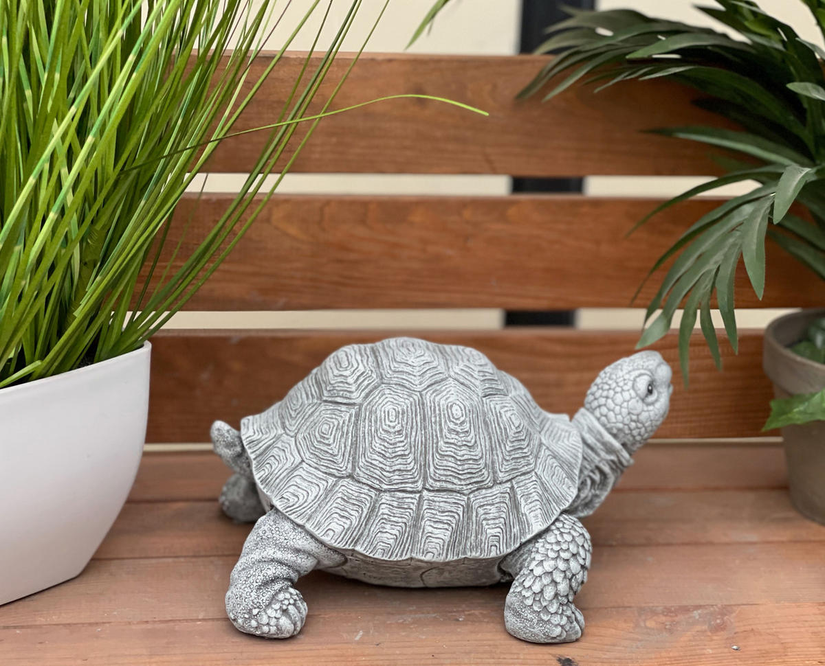 STEINFIGUR natürliche Schildkröte frostsicher Winterfest Steinguss massiv - Grau, Stein (18/11/23cm) - stoneandstyle