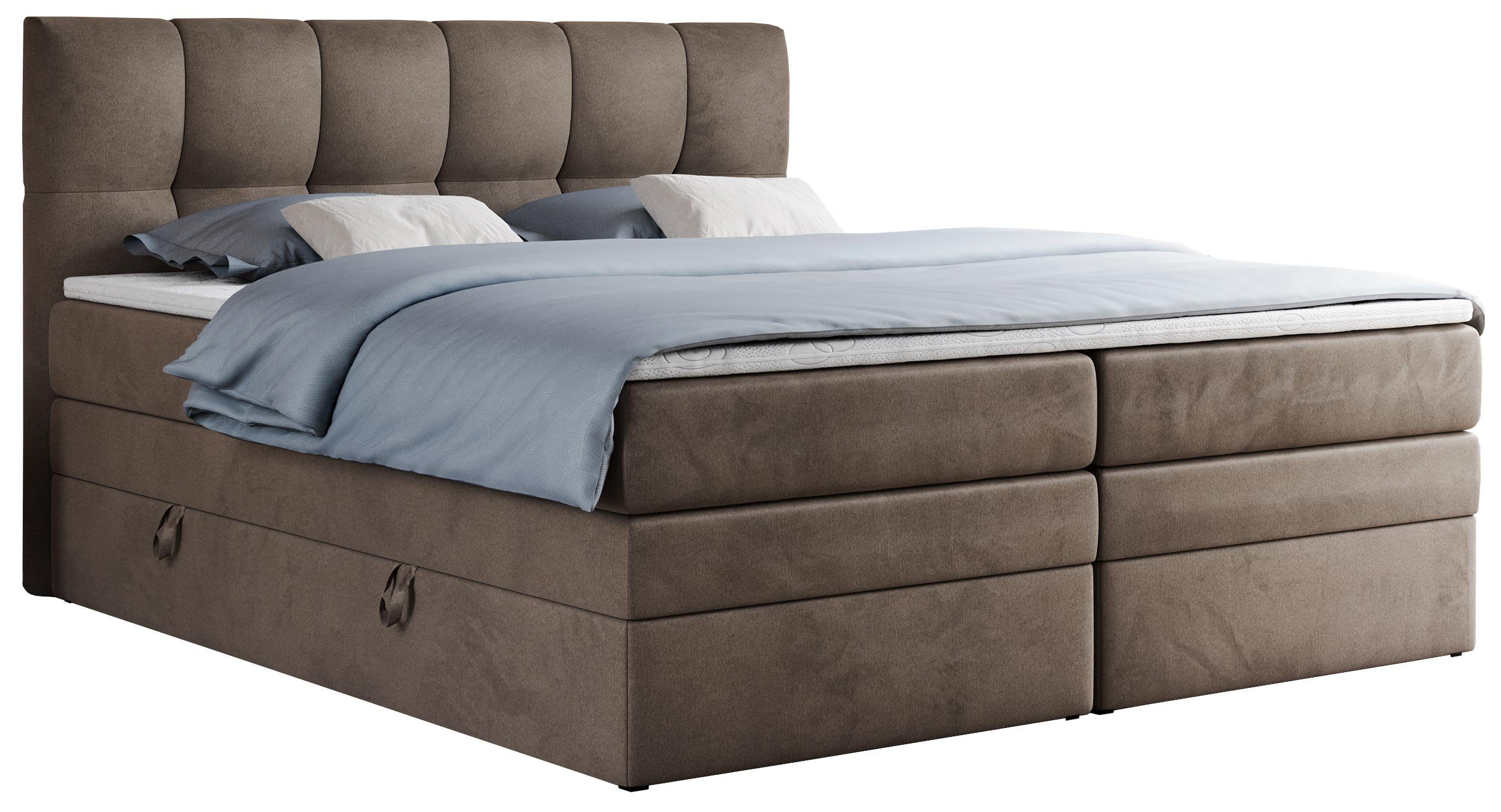 BOXSPRINGBETT ALVIN KING 120/200 Braun Velvet - H3 - Braun, Holz/Textil (120/200cm) - MKS