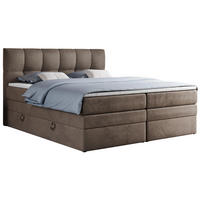 BOXSPRINGBETT ALVIN KING 140/200 Braun Velvet - H3 - Braun, Holz/Textil (140/200cm) - MKS