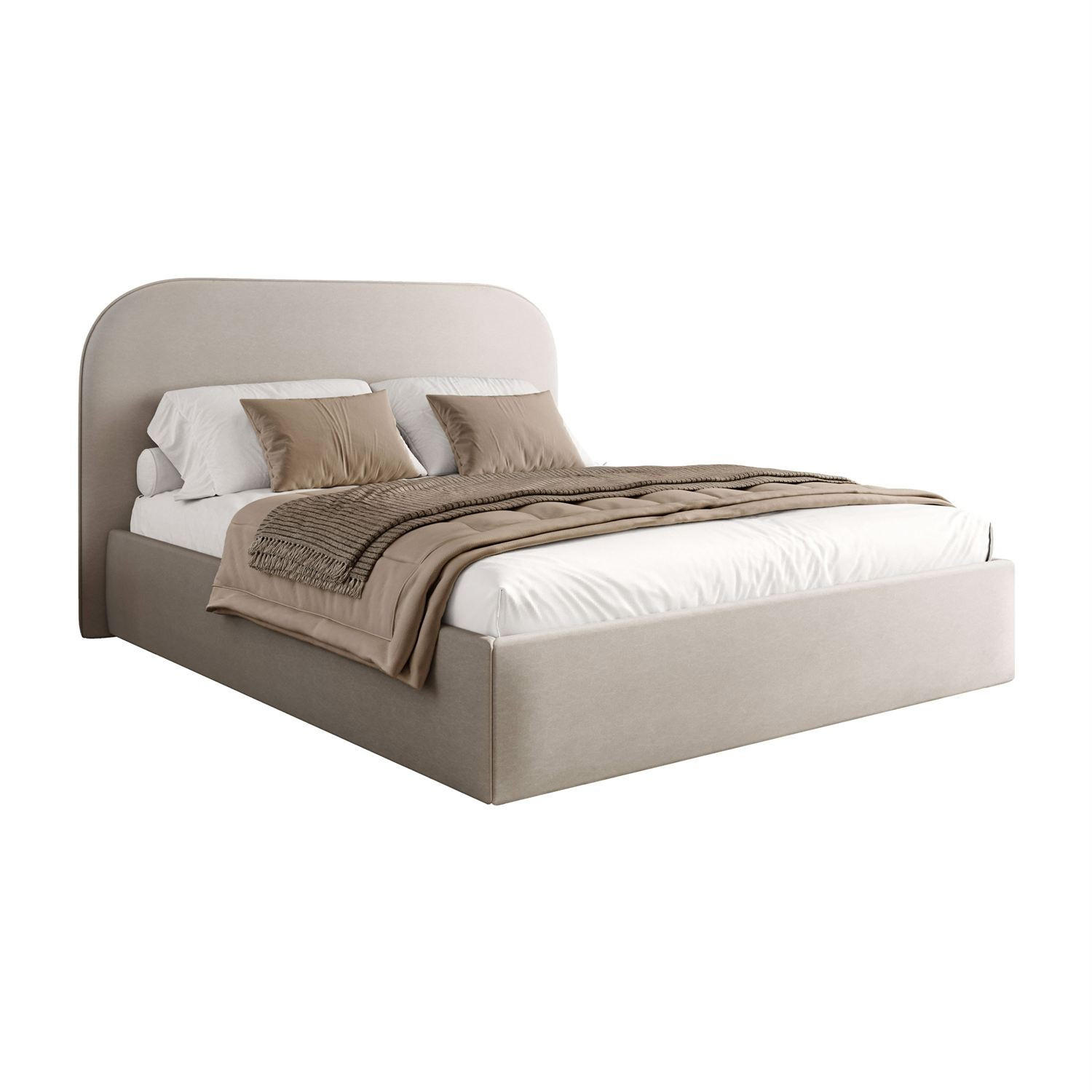 POLSTERBETT OLIMPIA mit Bettkasten 140x200, Castel 80 - Alufarben, Textil (140/200cm) - Lookway