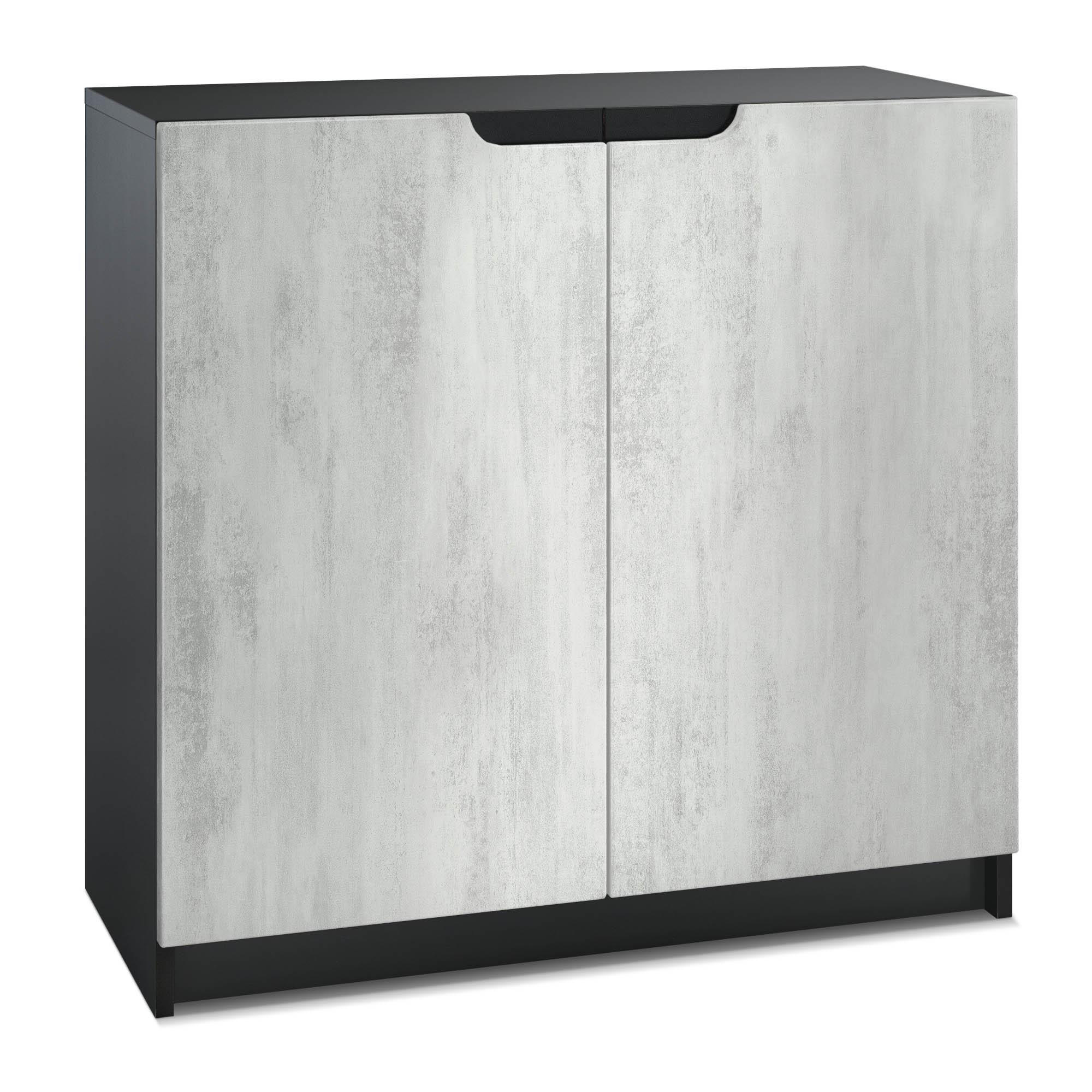 KOMMODE Logan Fronten in Beton Oxid Optik - Hellgrau, Holzwerkstoff (82/78/37cm) - Vladon