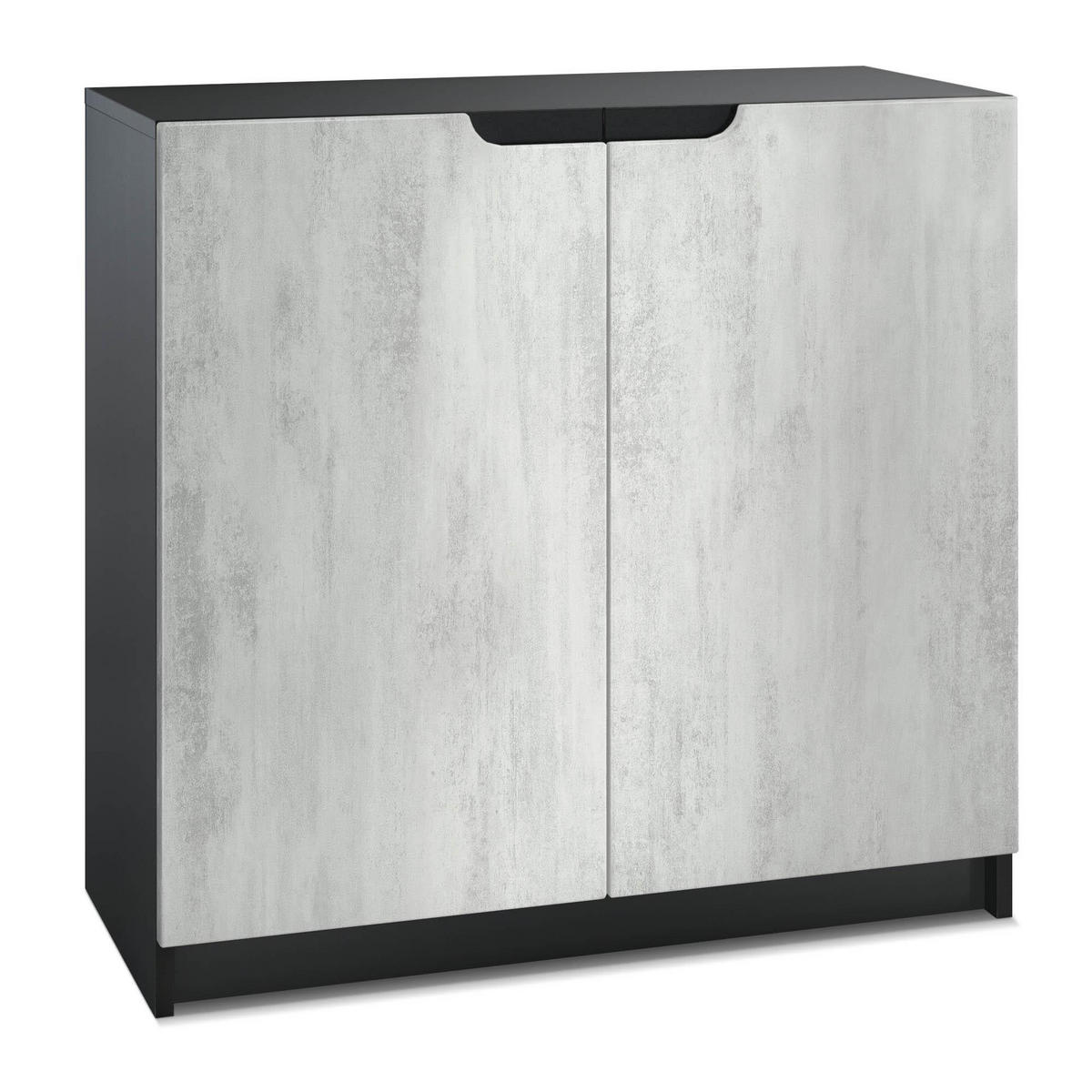 KOMMODE Logan Fronten in Beton Oxid Optik - Hellgrau, Holzwerkstoff (82/78/37cm) - Vladon