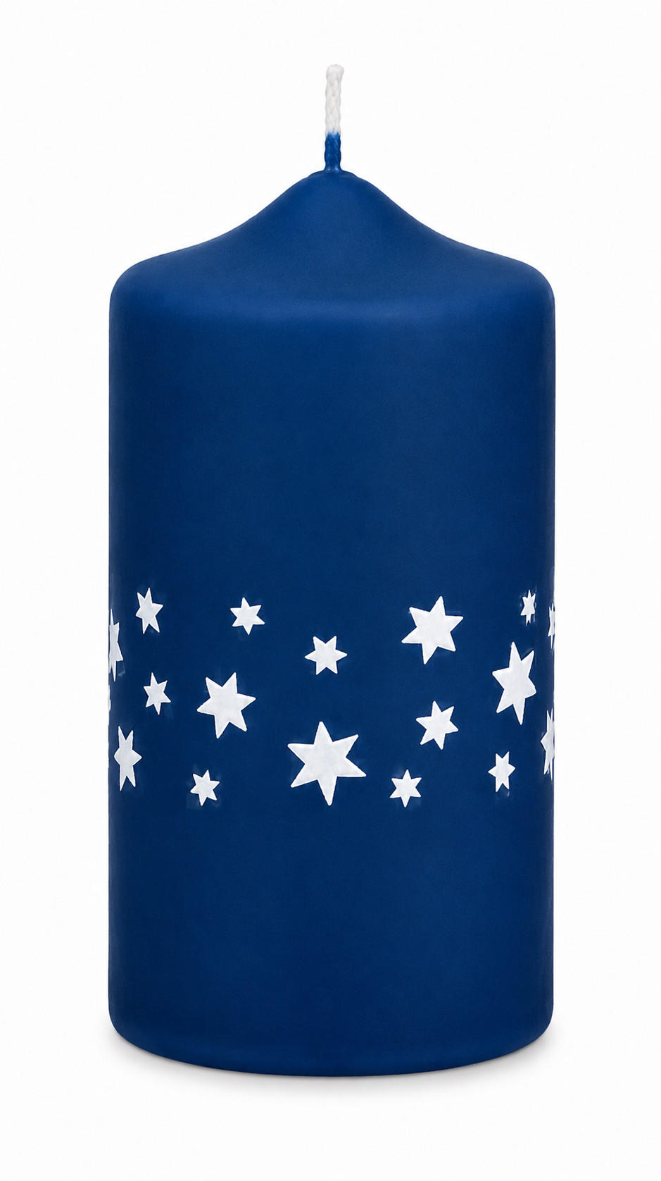 ADVENTSKERZEN Estrellas in Samtlook Midnight Blue 12 x 6 cm, 4er Set - Blau, Paraffin (6/12/12cm) - Kopschitz Kerzen