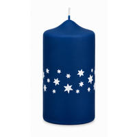 ADVENTSKERZEN Estrellas in Samtlook Midnight Blue 12 x 6 cm, 4er Set - Blau, Paraffin (6/12/12cm) - Kopschitz Kerzen