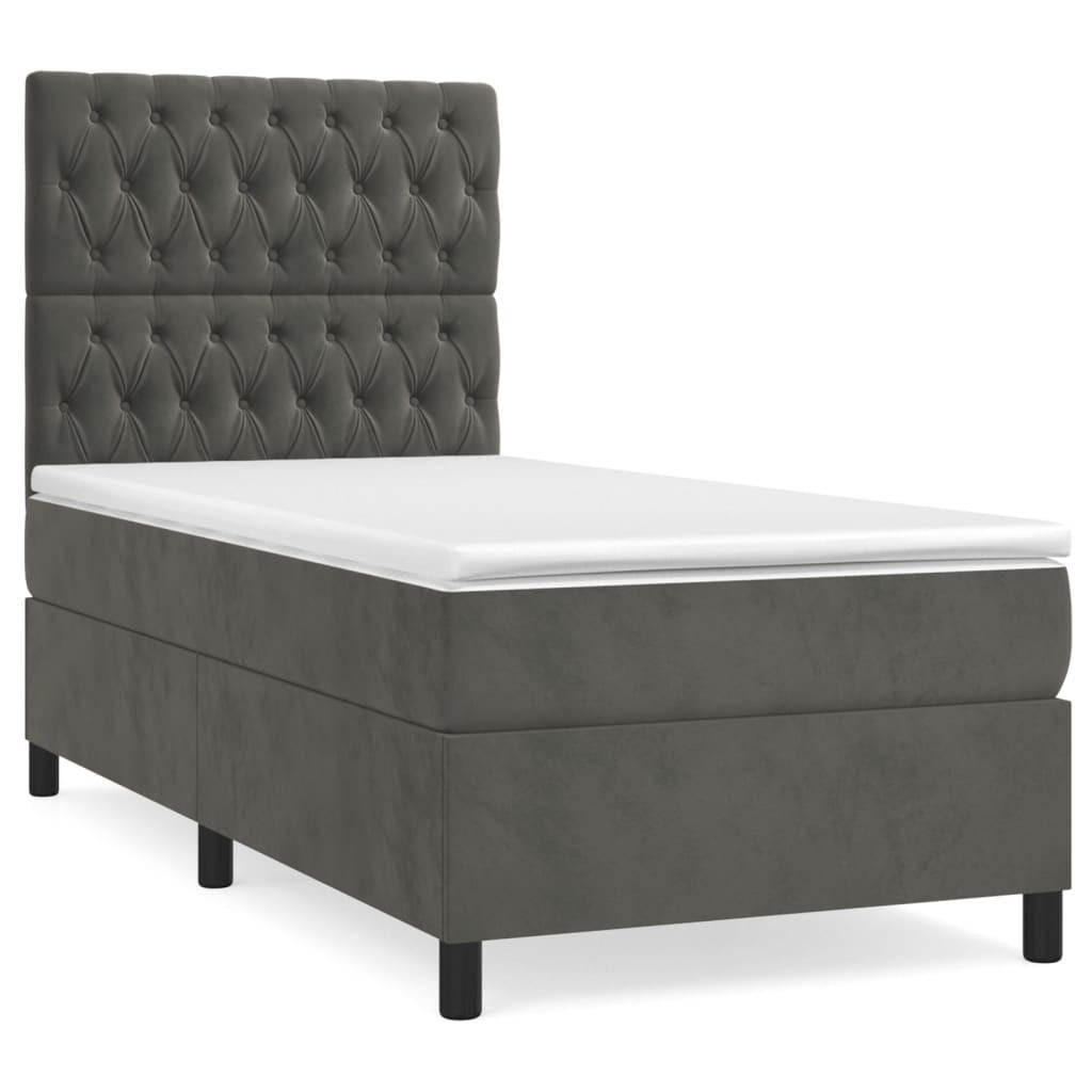 BOXSPRINGBETT Mit Matratze Dunkelgrau 90/200 Cm Samt - Weiß, Textil (90/200cm) - vidaXL