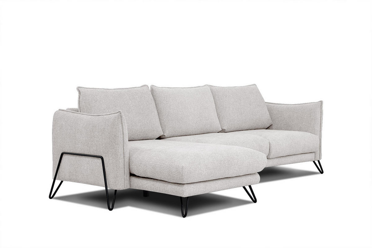 ECKSOFA HOSTEN 4-Sitzer, creme - Creme/Schwarz, Holzwerkstoff/Textil (158/269cm) - Courtois Laville