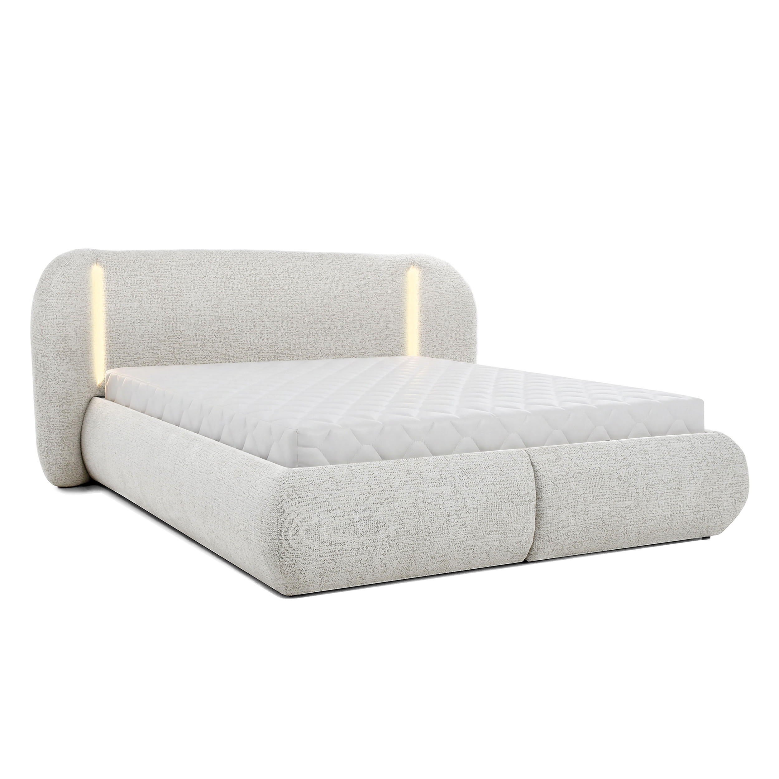 POLSTERBETT Corfu, LED-Beleuchtung, Bettkasten und Taschenfedernmatratze 26 cm, 160x200, Beige - Beige, Textil (160/200cm) - Beautysofa