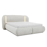 POLSTERBETT Corfu, LED-Beleuchtung, Bettkasten und Taschenfedernmatratze 26 cm, 140x200, Beige - Beige, Textil (140/200cm) - Beautysofa