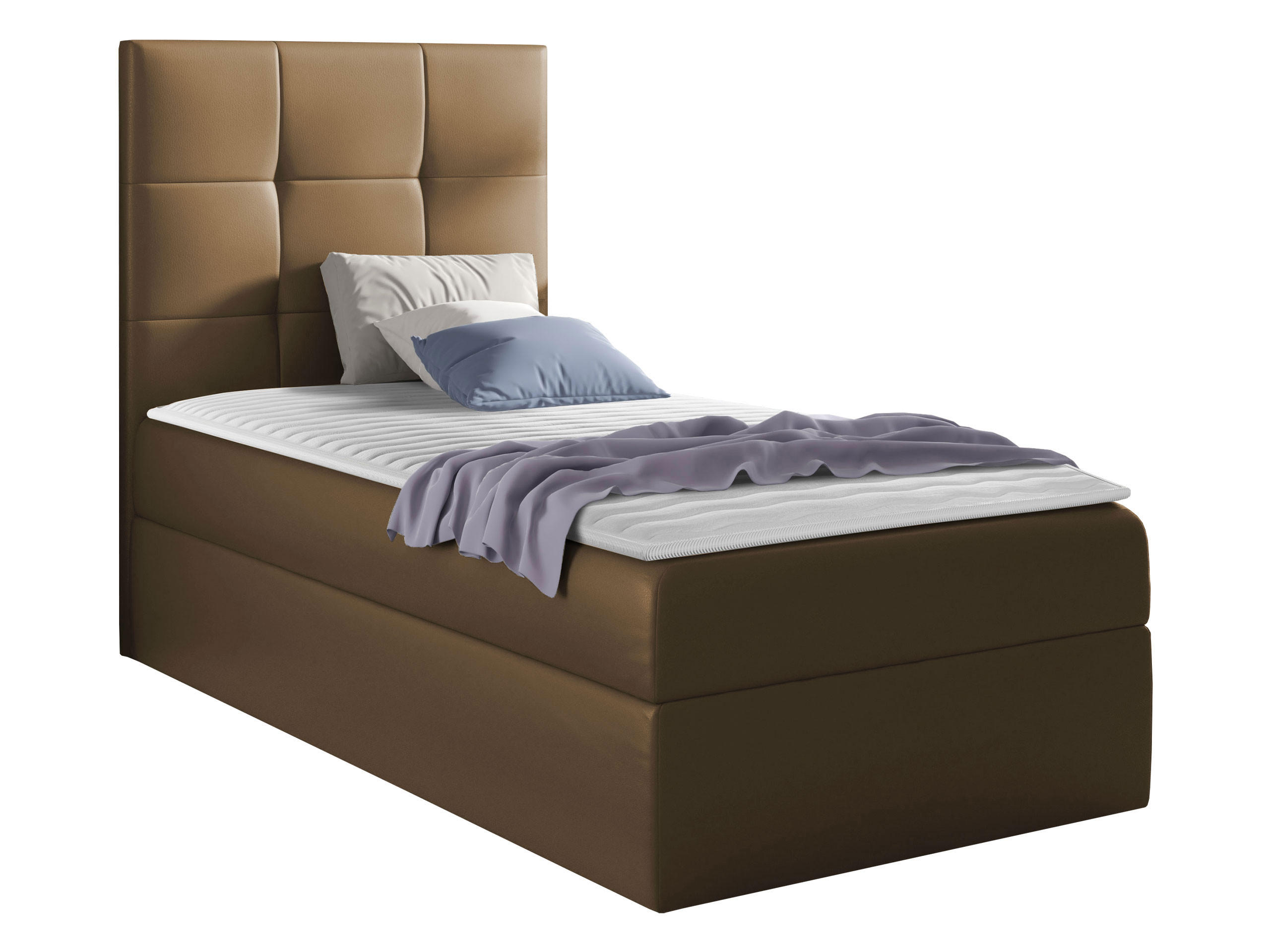 BOXBETT Mini 2, Seite zum Öffnen des Bettkastens: Links - Braun, Holz (100/200cm) - MIRJAN24