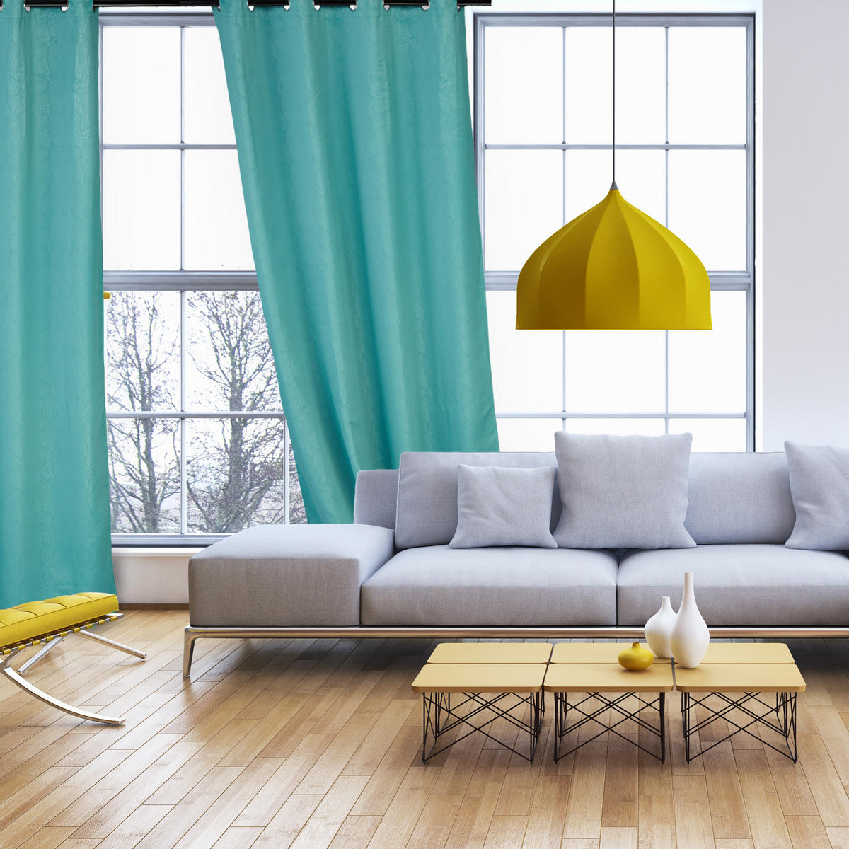 2XZÁVESY - tyrkysová, kov/textil (135/245/0.5cm) - Relaxdays