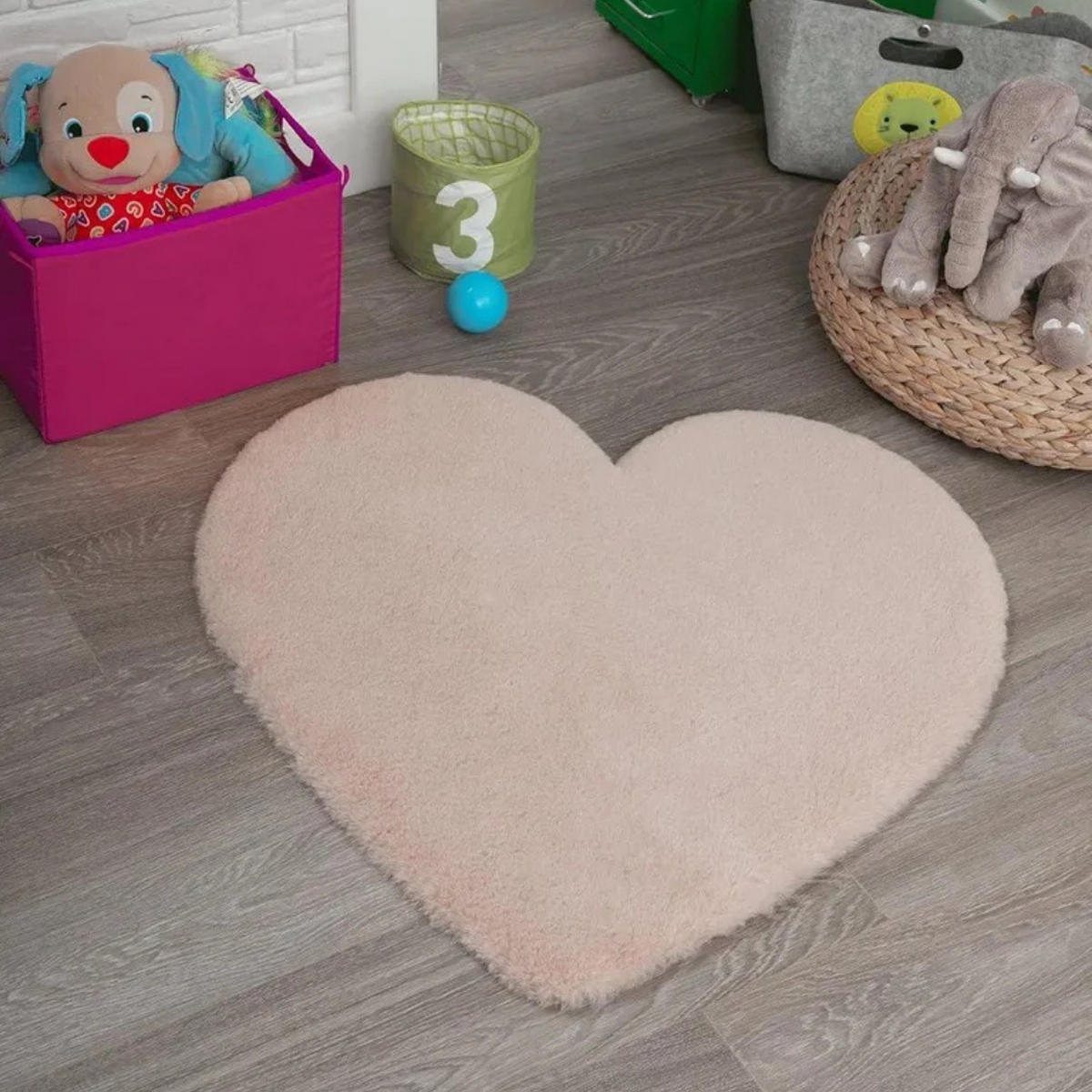 KINDERTEPPICH Herz 80x80 cm Rosa, Weich, Waschbar, Spielteppich, Schlafzimmer, Kinderzimmer, Babyzimmer, Rutschfest, Deko, Kuschelig, Pflegeleicht - Rosa, Textil (80/80cm) - JUNG
