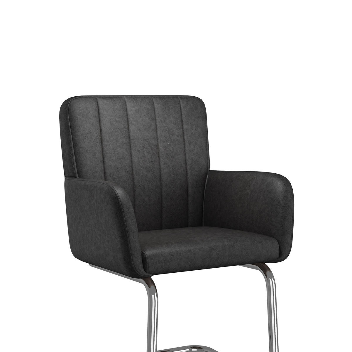 ESSZIMMERSTUHL 2er-Set mit Armlehnen Kunstleder Schwarz - Schwarz, Metall (57/86/56cm) - Meubliv