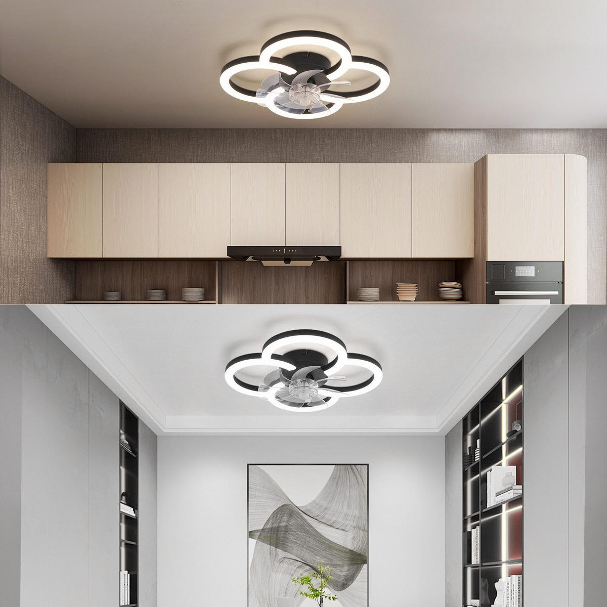 DECKENVENTILATOR BRIGITTE Ⅲ 50/2/14 cm - Schwarz, Kunststoff (50/50/14cm) - Nettlife